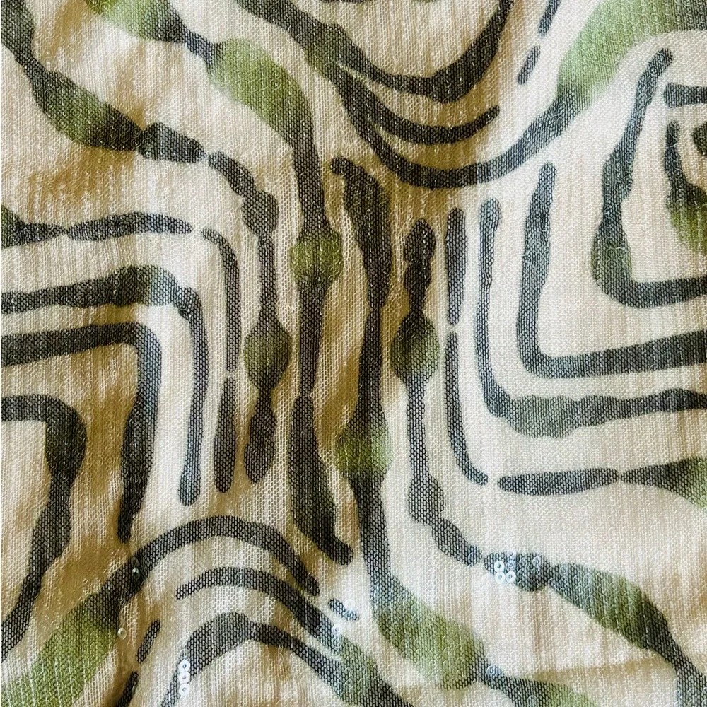 Eloquii NWT Sz 14 Zebra Patterned Sequined Maxi Skirt in Cream and Green - Picture 5 of 8